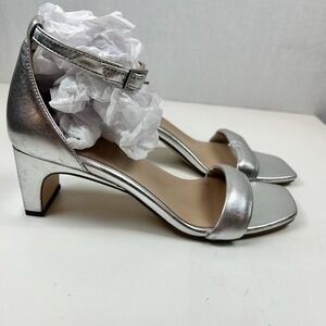 Naturalizer Sandals Sparkle Fairy Silver Vera Ankle Strap Block Heel ~ 8 /8.5 M
